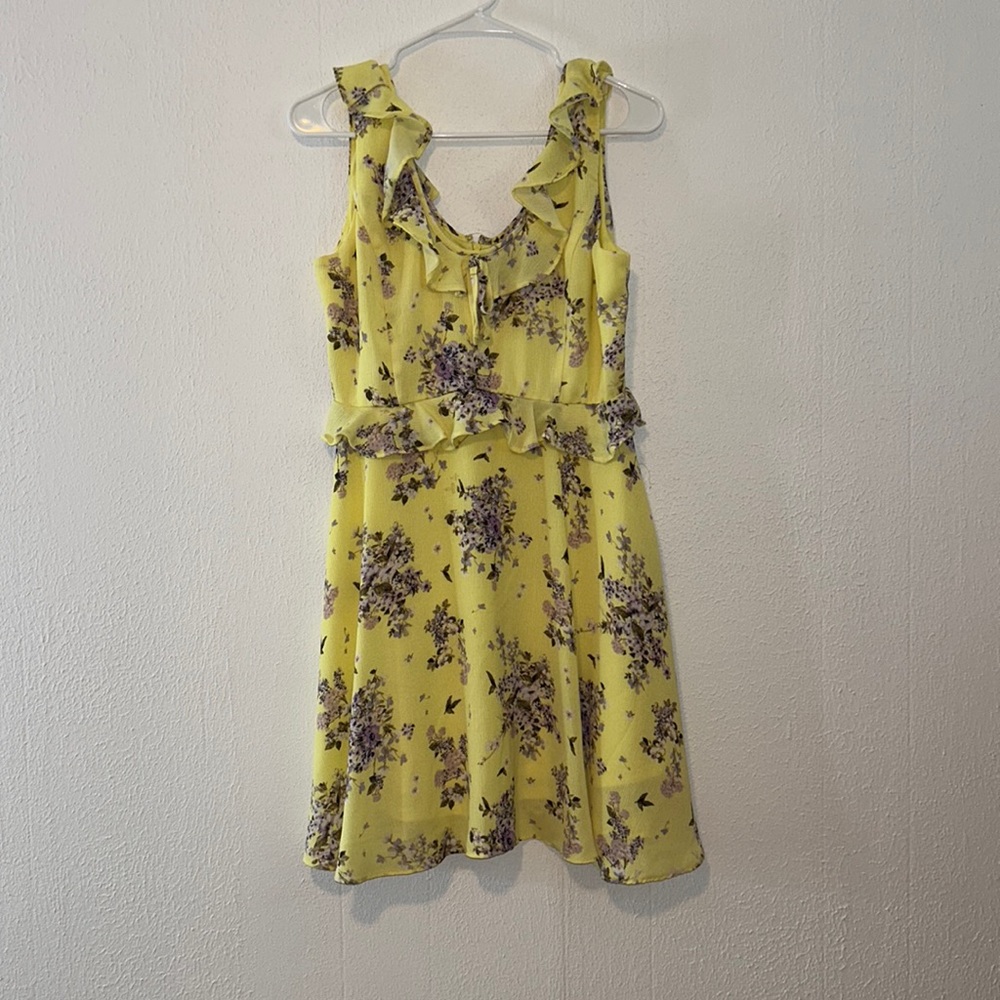 Medium Yellow Sundress with purple Floral